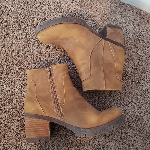 Kork-ease korks esmerelda chunky heel suede ankle boot y2k tan 7 - Picture 4 of 9